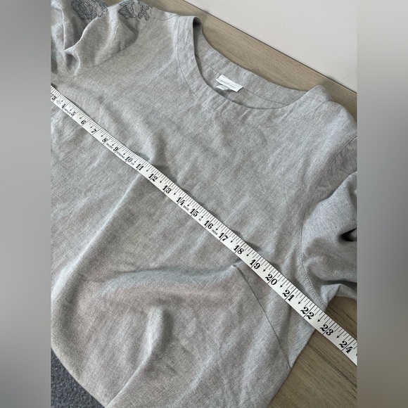 J. Jill | PureJill | Cotton Linen Gray Blouse Embroidered Sleeves - Picture 6 of 6